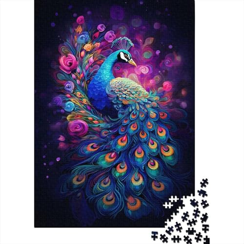 Animal Art Peacock Puzzle 1000-teilige Schwer Puzzle Spielzeug Lernspiel Impossible Herausforderung Spielzeug Für Erwachsene Und Kinder in Bewährter 1000pcs (38x26cm) von LMYmoney