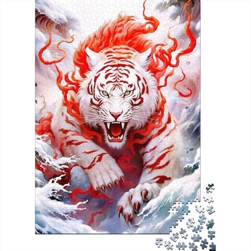 Animal Art Tiger Puzzle 1000-teilige Schwer Puzzle Spielzeug Lernspiel Impossible Herausforderungsspielzeug Für Erwachsene Und Kinder Ab 12 Jahren 1000pcs (38x26cm) von LMYmoney