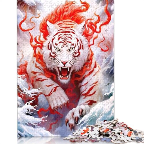 Animal Art Tiger Puzzle 1000-teilige Schwer Puzzle Spielzeug Lernspiel Impossible Herausforderungsspielzeug Für Erwachsene Und Kinder Ab 14 Jahren 1000pcs (75x50cm) von LMYmoney