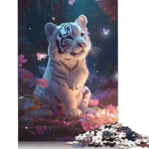 Animal Art Tiger Puzzle 1000-teilige Schwer Puzzle Spielzeug Pädagogisches Spiel Impossible Herausforderungsspielzeug Für Erwachsene Kinder 1000pcs (75x50cm) von LMYmoney