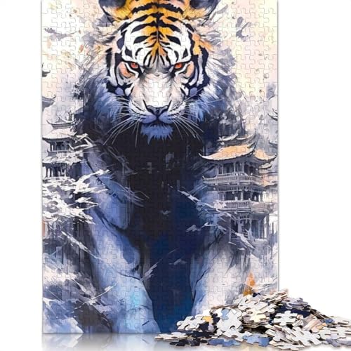 Animal Art Tiger Puzzles 1000 Teile Schwer Puzzle Spielzeug Lernspiel Impossible Herausforderungsspielzeug Für Erwachsene Und Kinder Ab 14 Jahren 1000pcs (75x50cm) von LMYmoney