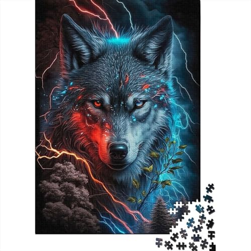Animal Art Wolf Puzzle 1000 Teile Schwer Puzzle Spielzeug Lernspiel Impossible Herausforderung Spielzeug Für Erwachsene Kinder 1000pcs (38x26cm) von LMYmoney