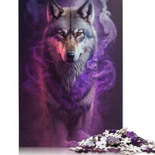 Animal Art Wolf Puzzle 1000 Teile Schwer Puzzle Spielzeug Lernspiel Impossible Herausforderung Spielzeug Für Erwachsene Kinder 1000pcs (75x50cm) von LMYmoney