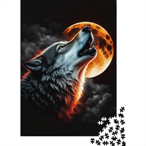 Animal Art Wolf Puzzle 1000 Teile Schwer Puzzle Spielzeug Lernspiel Impossible Herausforderungsspielzeug Für Erwachsene Kinder 1000pcs (38x26cm) von LMYmoney