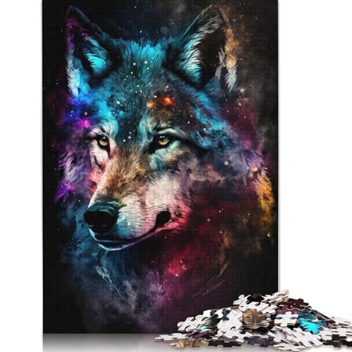 Animal Art Wolf Puzzle 1000 Teile Schwer Puzzle Spielzeug Lernspiel Impossible Herausforderungsspielzeug Für Erwachsene Kinder 1000pcs (75x50cm) von LMYmoney