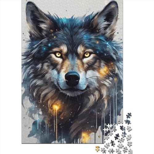 Animal Art Wolf Puzzle 1000 Teile Schwer Puzzle Spielzeug Lernspiel Impossible Herausforderungsspielzeug Für Erwachsene Und Kinder Ab 14 Jahren 1000pcs (38x26cm) von LMYmoney