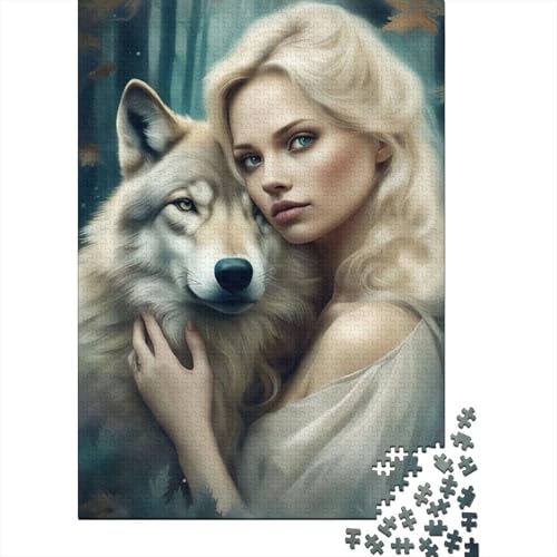 Animal Art Wolf Puzzle 1000 Teile Schwer Puzzle Spielzeug Pädagogisches Spiel Impossible Herausforderung Spielzeug Für Erwachsene Kinder 1000pcs (38x26cm) von LMYmoney