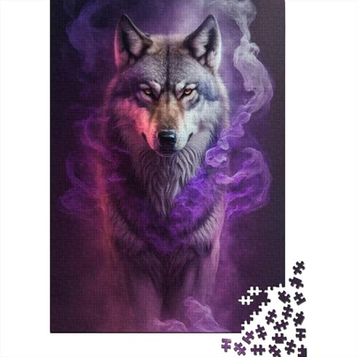 Animal Art Wolf Puzzle 1000 Teile Schwer Puzzle Spielzeug Pädagogisches Spiel Impossible Herausforderung Spielzeug Für Erwachsene Kinder 1000pcs (38x26cm) von LMYmoney