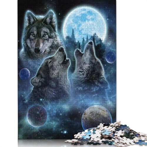 Animal Art Wolf Puzzle 1000 Teile Schwer Puzzle Spielzeug Pädagogisches Spiel Impossible Herausforderungsspielzeug Für Erwachsene Und Kinder Ab 12 Jahren 1000pcs (75x50cm) von LMYmoney