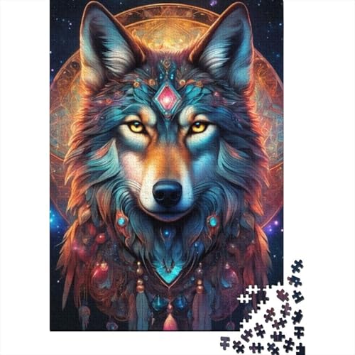 Animal Art Wolf Puzzle 1000-teilige Schwer Puzzle Spielzeug Lernspiel Impossible Herausforderung Spielzeug Für Erwachsene Kinder 1000pcs (38x26cm) von LMYmoney