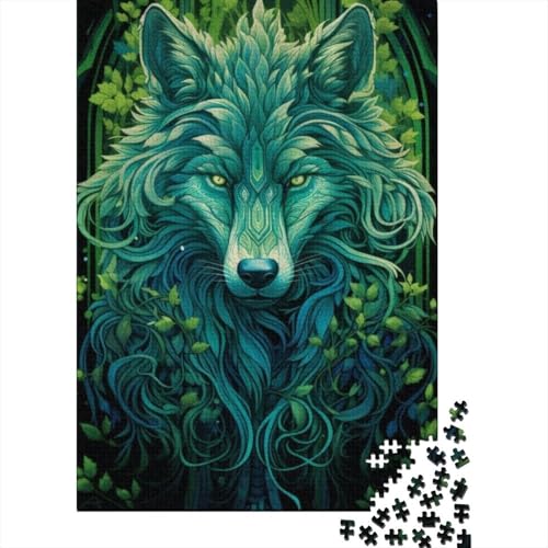 Animal Art Wolf Puzzle 1000-teilige Schwer Puzzle Spielzeug Lernspiel Impossible Herausforderung Spielzeug Für Erwachsene Kinder 1000pcs (38x26cm) von LMYmoney
