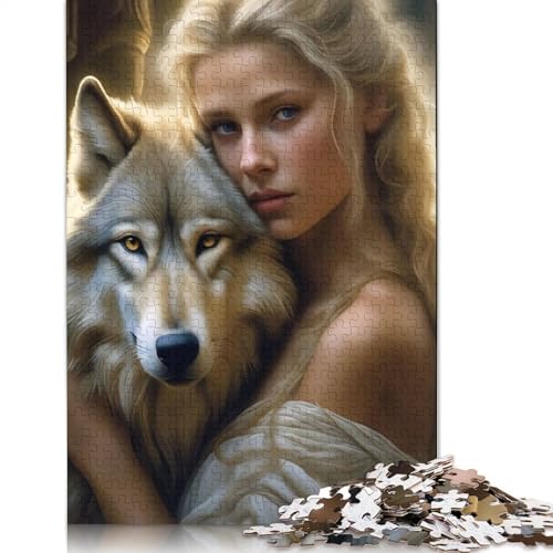 Animal Art Wolf Puzzle 1000-teilige Schwer Puzzle Spielzeug Lernspiel Impossible Herausforderung Spielzeug Für Erwachsene Kinder 1000pcs (75x50cm) von LMYmoney