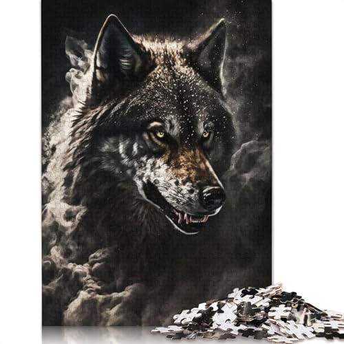 Animal Art Wolf Puzzle 1000-teilige Schwer Puzzle Spielzeug Lernspiel Impossible Herausforderungsspielzeug Für Erwachsene Und Kinder Ab 12 Jahren 1000pcs (75x50cm) von LMYmoney
