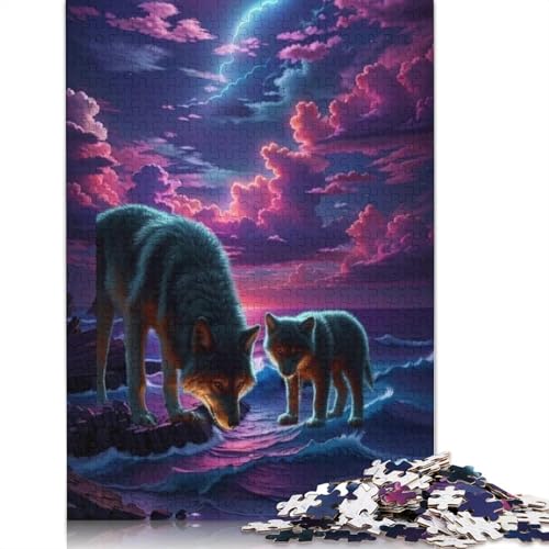Animal Art Wolf Puzzle 1000-teilige Schwer Puzzle Spielzeug Lernspiel Impossible Herausforderungsspielzeug Für Erwachsene Und Kinder in Bewährter 1000pcs (75x50cm) von LMYmoney