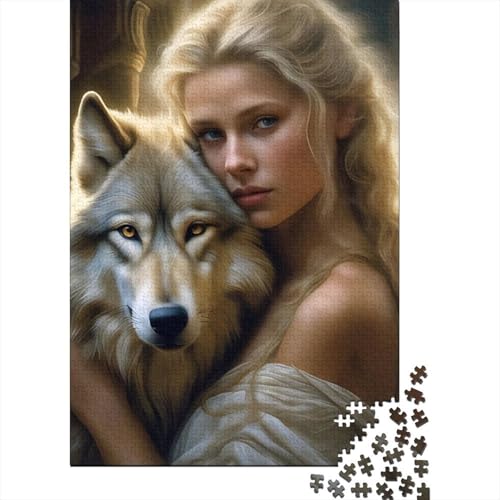 Animal Art Wolf Puzzle 1000-teilige Schwer Puzzle Spielzeug Pädagogisches Spiel Impossible Herausforderungsspielzeug Für Erwachsene Kinder 1000pcs (38x26cm) von LMYmoney