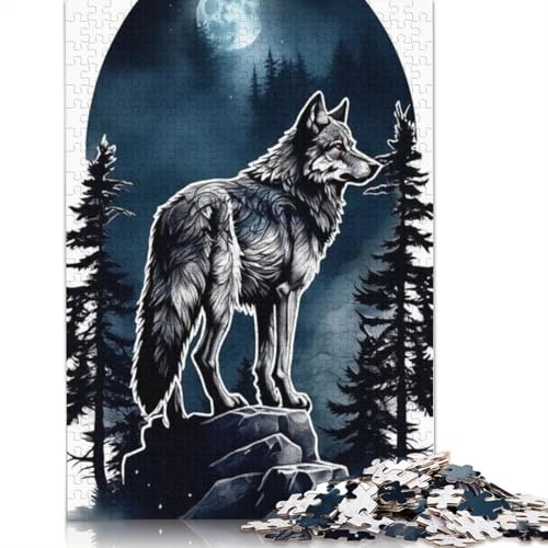 Animal Art Wolf Puzzles 1000 Teile Schwer Puzzle Spielzeug Lernspiel Impossible Herausforderung Spielzeug Für Erwachsene Kinder 1000pcs (75x50cm) von LMYmoney