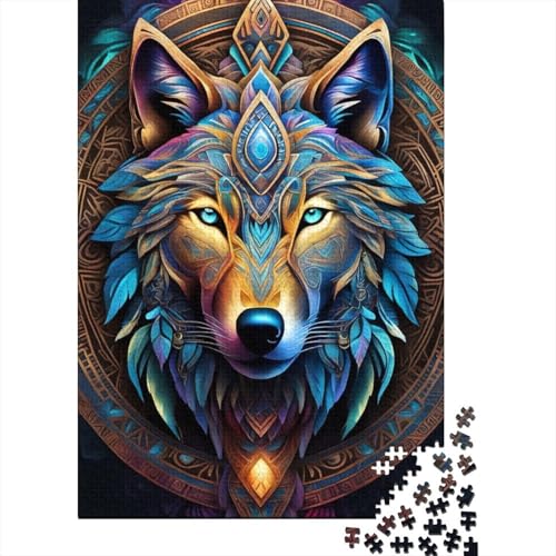 Animal Art Wolf Puzzles 1000 Teile Schwer Puzzle Spielzeug Lernspiel Impossible Herausforderungsspielzeug Für Erwachsene Und Kinder Ab 14 Jahren 1000pcs (38x26cm) von LMYmoney