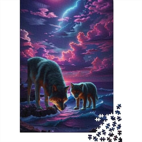 Animal Art Wolf Puzzles 1000 Teile Schwer Puzzle Spielzeug Pädagogisches Spiel Impossible Herausforderungsspielzeug Für Erwachsene Kinder 1000pcs (38x26cm) von LMYmoney
