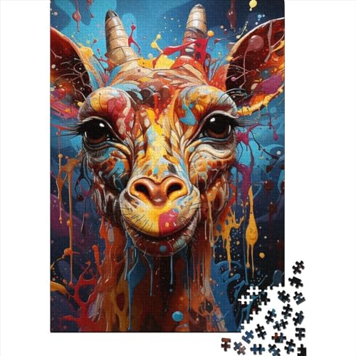 Animal Giraffe Puzzles 1000-teilige Schwer Puzzle Spielzeug Lernspiel Impossible Herausforderungsspielzeug Für Erwachsene Kinder 1000pcs (75x50cm) von LMYmoney