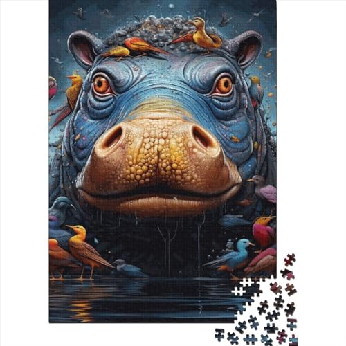 Animal Hippo Puzzles 1000 Teile Schwer Puzzle Spielzeug Lernspiel Impossible Herausforderungsspielzeug Für Erwachsene Und Kinder Ab 12 Jahren 1000pcs (38x26cm) von LMYmoney