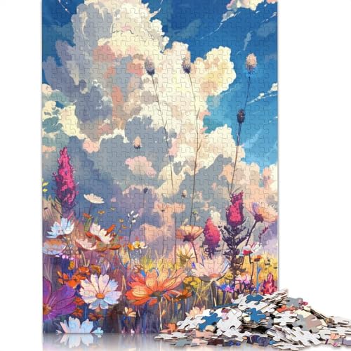 Anime-Blumen- und Wolken-Puzzle, präzises, ineinandergreifendes Papier, rechteckiges Puzzle für Erwachsene und Kinder, einzigartiges Geschenk, 1000 Teile (75 x 50 cm) von LMYmoney