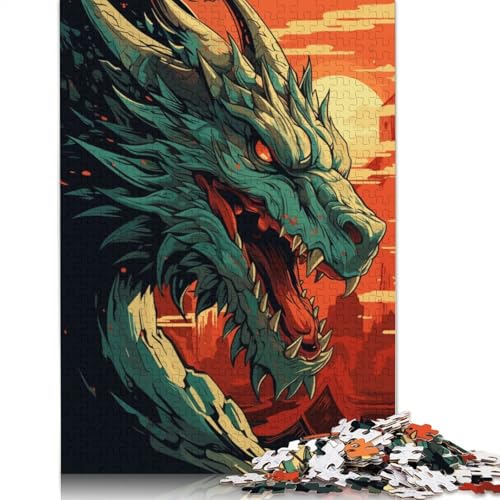 Anime Dragon Puzzles 1000-teilige Schwer Puzzle Spielzeug Lernspiel Impossible Herausforderungsspielzeug Für Erwachsene Kinder 1000pcs (38x26cm) von LMYmoney