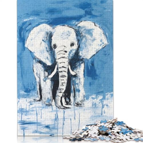 Anmutiger Elefant im Wasser-Puzzle, Premium-Puzzle aus 100% recyceltem Kartonpapier, rechteckig, für Damen und Herren, einzigartiges Geschenk, 1000 Teile (75 x 50 cm) von LMYmoney