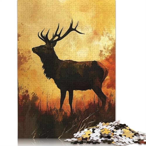 Anmutiges Hirschporträt-Puzzle, Familienspaß, rechteckiges Papierpuzzle für Jungen oder Mädchen, Kindertagsgeschenke, 1000 Teile (75 x 50 cm) von LMYmoney