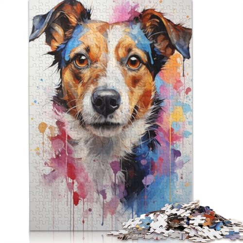 Aquarell-Hundeporträt-Puzzle, Familienspaß, 100% recycelter Karton, Puzzle für Kinder und Erwachsene ab 12 Jahren, 1000 Teile (26 x 38 cm) von LMYmoney
