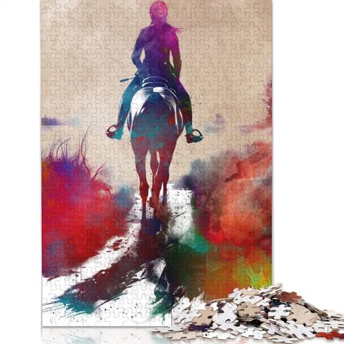 Aquarell-Puzzle mit Reiter für Erwachsene, Lernspiel, Cooles Puzzle für Erwachsene und Kinder, 1000 Teile (75 x 50 cm) von LMYmoney