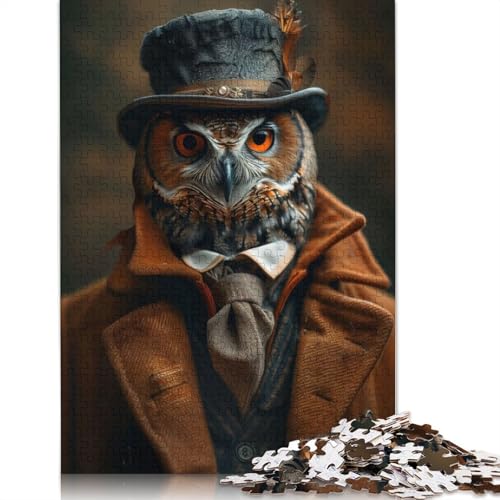 Aristocrat Owl Puzzle 1000-teilige Schwer Puzzle Spielzeug Lernspiel Impossible Herausforderung Spielzeug Für Erwachsene Kinder 1000pcs (75x50cm) von LMYmoney