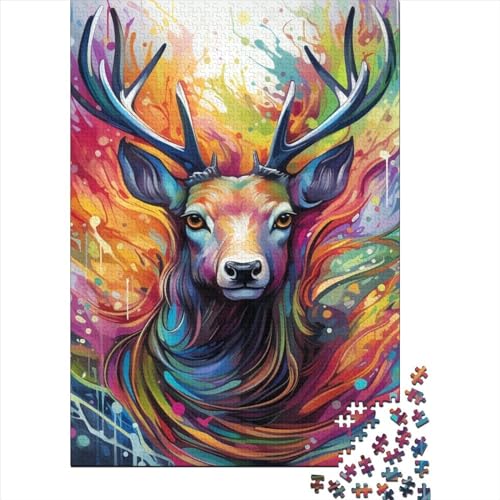 Art Animal Elk Puzzles 1000 Teile Schwer Puzzle Spielzeug Lernspiel Impossible Herausforderung Spielzeug Für Erwachsene Kinder 1000pcs (75x50cm) von LMYmoney