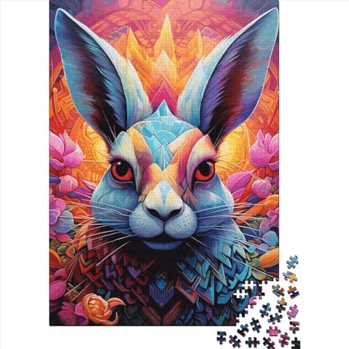 Art Animal Rabbit Puzzles 1000 Teile Schwer Puzzle Spielzeug Lernspiel Impossible Herausforderung Spielzeug Für Erwachsene Und Kinder in Bewährter 1000pcs (38x26cm) von LMYmoney