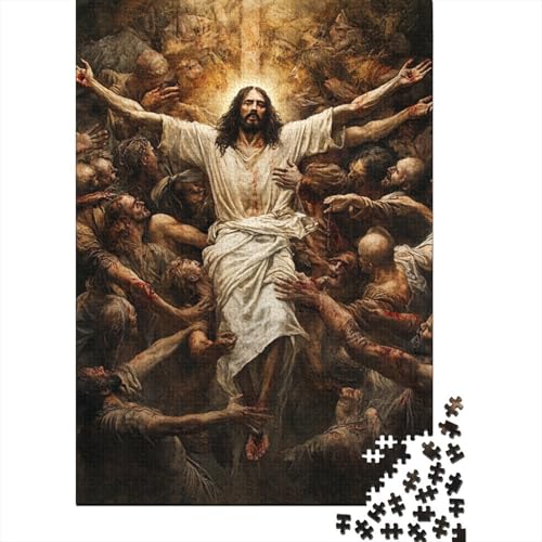 Art Christian Jesus 1000-teiliges Puzzle, 100 Prozent recycelte Holzplatte, Puzzlespiele für Kinder ab 12 Jahren, 1000 Teile (75 x 50 cm) von LMYmoney