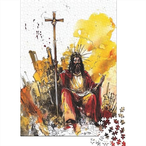Art Christian Jesus Puzzle Anspruchsvolles und kniffliges Puzzle aus 100 Prozent recycelter Pappe für Damen und Herren, 70 x 50 cm, 1000 Teile von LMYmoney