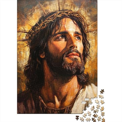 Art Christian Jesus Puzzle für Erwachsene, 100% recycelte Holzplatte, Denksportaufgaben für Frauen und Männer, 1000 Teile (75 x 50 cm) von LMYmoney