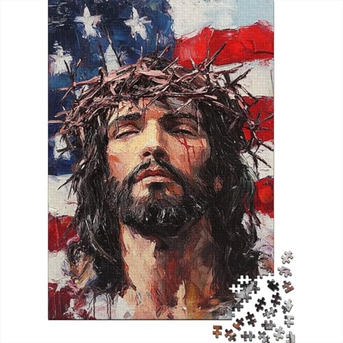 Art Christian Jesus Puzzle für Erwachsene, 100% recycelte Holzplatte, Denksportaufgaben für Frauen und Männer, 1000 Teile (75 x 50 cm) von LMYmoney