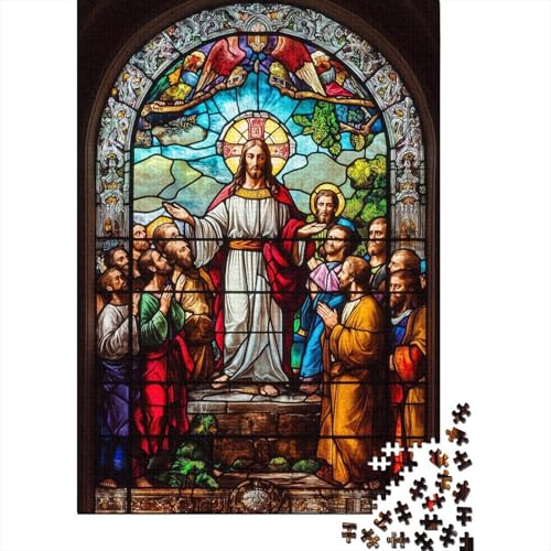 Art Christian Jesus Puzzle für Erwachsene, 100% recycelte Holzplatte, Denksportaufgaben für Frauen und Männer, 1000 Teile (75 x 50 cm) von LMYmoney
