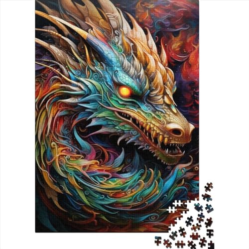 Art Dragon Puzzle 1000-teilige Schwer Puzzle Spielzeug Lernspiel Impossible Herausforderungsspielzeug Für Erwachsene Und Kinder Ab 14 Jahren 1000pcs (75x50cm) von LMYmoney
