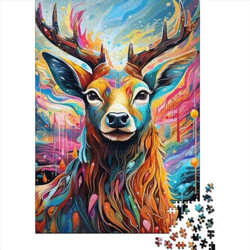 Art Elk Puzzle 1000 Teile Schwer Puzzle Spielzeug Lernspiel Impossible Herausforderung Spielzeug Für Erwachsene Kinder 1000pcs (38x26cm) von LMYmoney