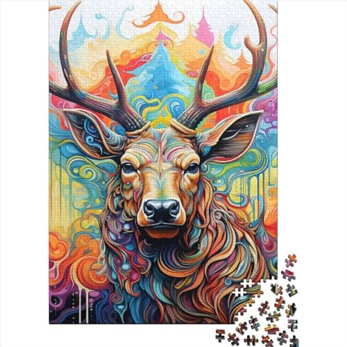 Art Elk Puzzle 1000 Teile Schwer Puzzle Spielzeug Lernspiel Impossible Herausforderungsspielzeug Für Erwachsene Und Kinder Ab 12 Jahren 1000pcs (38x26cm) von LMYmoney