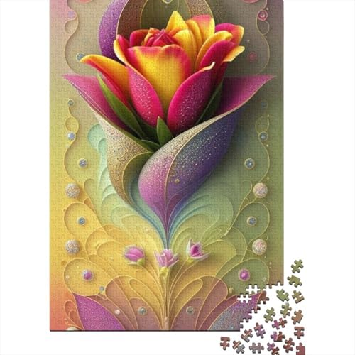 Art Flowers Puzzle 1000 Teile Schwer Puzzle Spielzeug Lernspiel Impossible Herausforderungsspielzeug Für Erwachsene Kinder 1000pcs (38x26cm) von LMYmoney