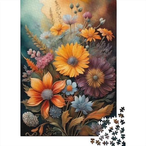 Art Flowers Puzzle 1000 Teile Schwer Puzzle Spielzeug Lernspiel Impossible Herausforderungsspielzeug Für Erwachsene Kinder 1000pcs (38x26cm) von LMYmoney