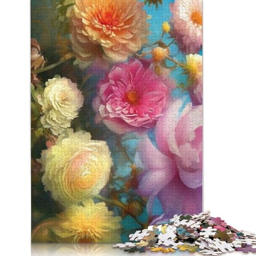 Art Flowers Puzzle 1000 Teile Schwer Puzzle Spielzeug Pädagogisches Spiel Impossible Herausforderung Spielzeug Für Erwachsene Kinder 1000pcs (75x50cm) von LMYmoney