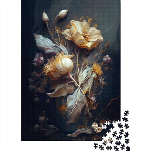 Art Flowers Puzzle 1000 Teile Schwer Puzzle Spielzeug Pädagogisches Spiel Impossible Herausforderungsspielzeug Für Erwachsene Kinder 1000pcs (38x26cm) von LMYmoney
