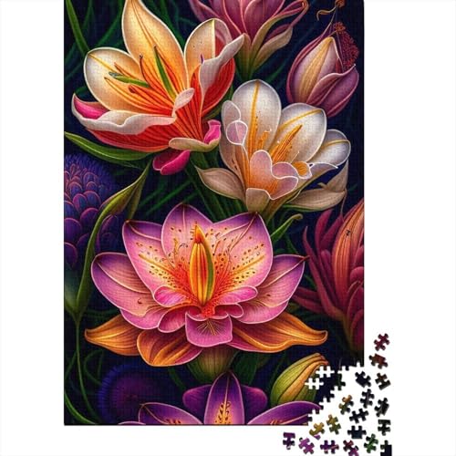 Art Flowers Puzzle 1000-teilige Schwer Puzzle Spielzeug Lernspiel Impossible Herausforderungsspielzeug Für Erwachsene Und Kinder Ab 12 Jahren 1000pcs (38x26cm) von LMYmoney
