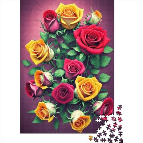 Art Flowers Puzzle 1000-teilige Schwer Puzzle Spielzeug Lernspiel Impossible Herausforderungsspielzeug Für Erwachsene Und Kinder Ab 12 Jahren 1000pcs (38x26cm) von LMYmoney