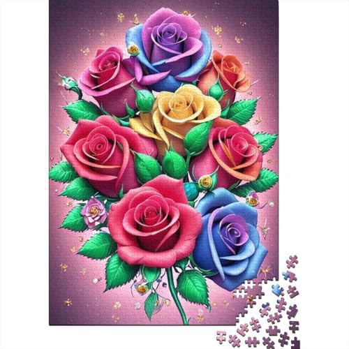 Art Flowers Puzzle 1000-teilige Schwer Puzzle Spielzeug Lernspiel Impossible Herausforderungsspielzeug Für Erwachsene Und Kinder Ab 12 Jahren 1000pcs (38x26cm) von LMYmoney