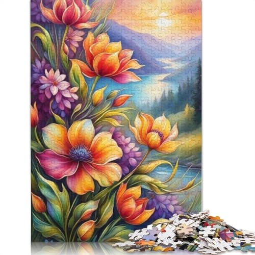Art Flowers Puzzles 1000 Teile Schwer Puzzle Spielzeug Lernspiel Impossible Herausforderungsspielzeug Für Erwachsene Kinder 1000pcs (75x50cm) von LMYmoney