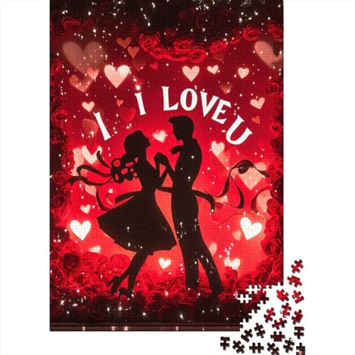 Art Happy Lovers Puzzle 1000 Teile für Erwachsene, Holzpuzzles, Gehirntraining, Herausforderungsspiel, Unterhaltungsgeschenke, Teenager, Familienaktivität (38 x 26 cm) von LMYmoney